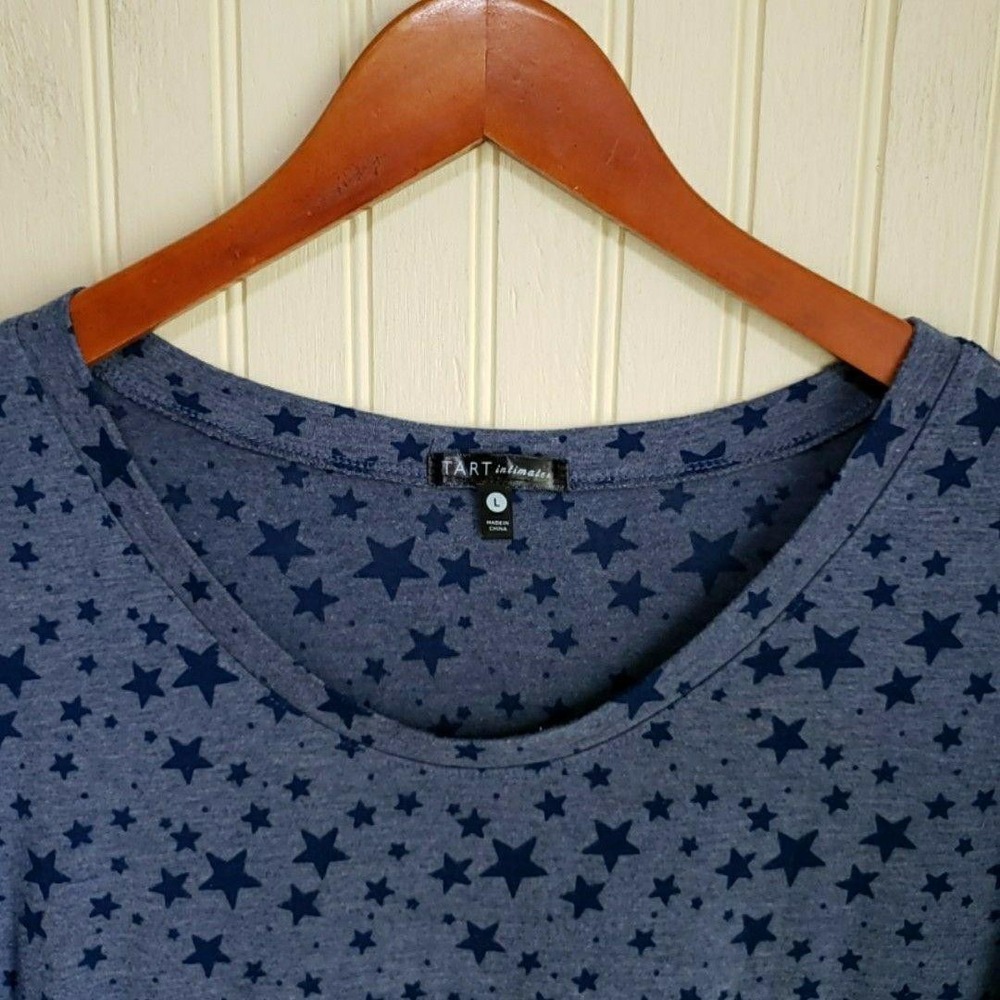 Tart Intimates Sleepshirt Womens Large Blue Star‎ Short Sleeve Chemise Sleepwear